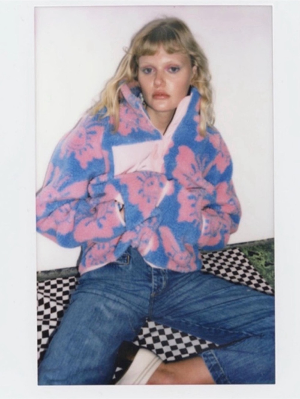 Emma Mulholland on Holiday Pastel Pink & Blue Teddy Sherpa Zip Jacket - Picture 2 of 7